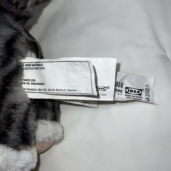 IKEA Lilleplutt Kitty Cat Plush Stuffed Animal Toy Gray Black White Tabby - Picture 3 of 5